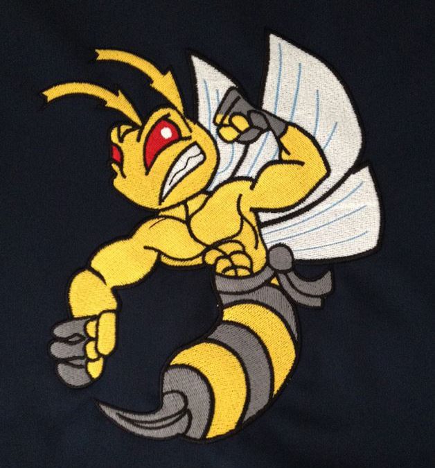 Stickerei auf Rücken für Sting Racing.